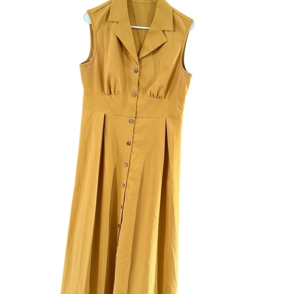 Amazon Essentials Yellow Pleated Midi Sundress